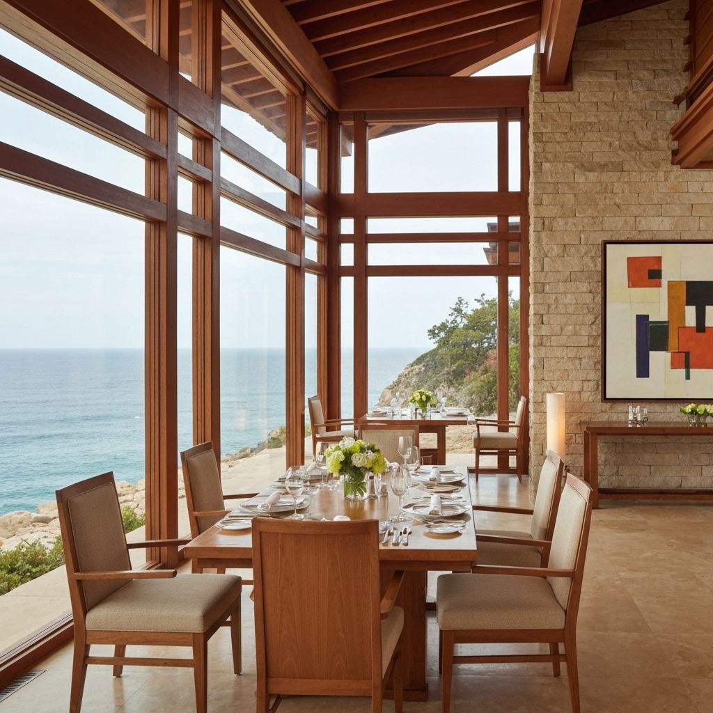 Dining space overlooking ocean